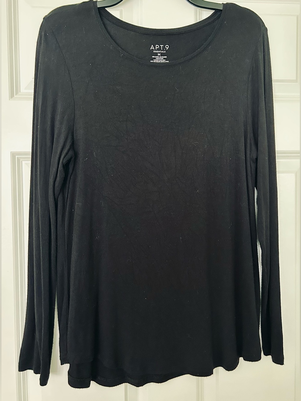 Apt. 9 Women's Black Long-Sleeve Crew Neck Top